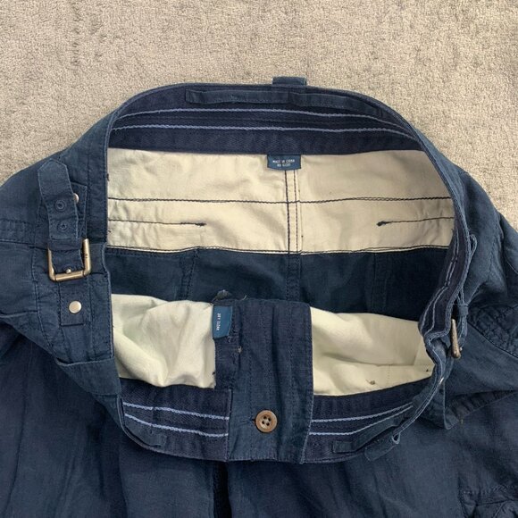 Polo Ralph Lauren Pants Mens 33x32” Blue Military Cargo Silk Linen Paratrooper - Picture 8 of 14